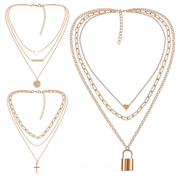 KAKOWELY 3 collares en capas, cadena de clavícula, collar para mujeres y niñas.