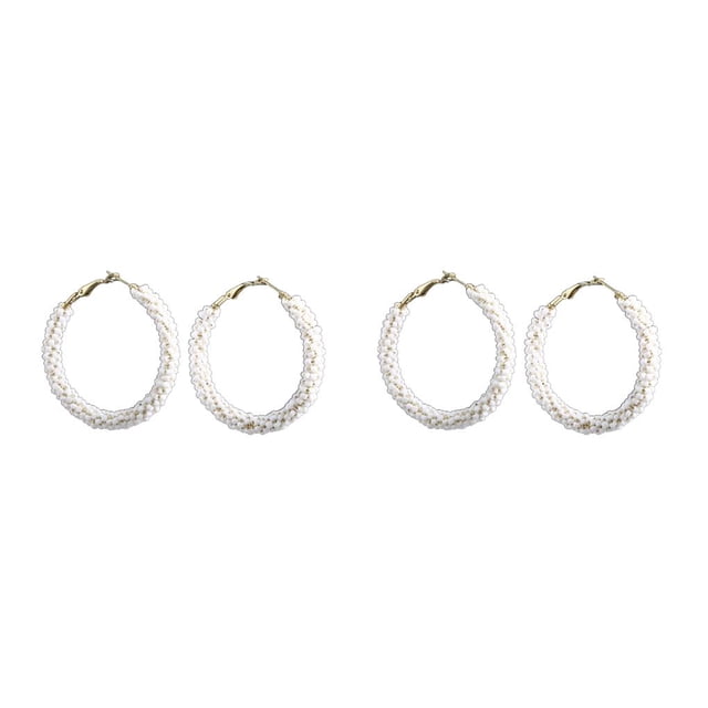Sonducket 1 par bohemio pendientes de cuentas exquisito estilo vintage colgante de oreja redonda día de san valentín para vacaciones vacaciones Blanco/5CM 2Conjunto