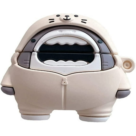 3D Cute Kawaii Character Fleece Shark Design Air pods Cover Compatible with Airpods Pro Creative Cartoon Animals Wireless Headset Accessories Soft Silicone Anti-Scratch Protector