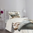 thumbnail image 3 of Ambesonne Rustic Quilted Bedspread Set 2 Pcs, Bathing Cow and Chamomiles, Twin Size, Coconut White and Cinnamon, 3 of 5