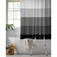 thumbnail image 2 of Split Shower Curtain for Transfer Bench, Black Grey Ombre Fabric Shower Curtains for Bathroom, Modern Abstract Art Farmhouse Striped Tub Sliding Transfer Bench Waterproof Bath Curtains 72"x72", 2 of 9