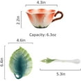 thumbnail image 7 of CATPAN 3D Ceramic Coffee Mug and Saucer Set with Spoon Flower Leaf Coffee Mug Tea Cup with Decorative Handle Vintage Floral Drinking Cups Unique Gifts for Birthday Wedding Christmas 6oz Pink, 7 of 7