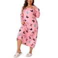thumbnail image 2 of DARING DIVA Women's Plus Size Floral Long Sleeve Casual Nightgowns 2X Pink, 2 of 6
