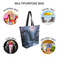 thumbnail image 7 of FORMRS Womens Canvas Tote Bag with Zipper Inner Pocket Shoulder Handbag, Moon Floral Waterfall, 7 of 7