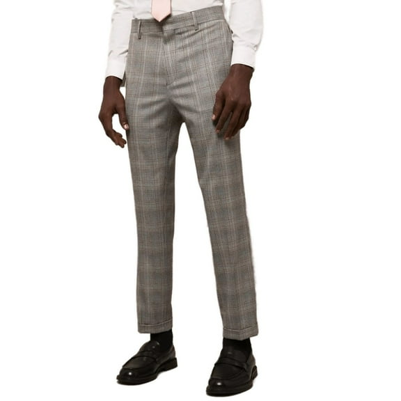 Burton Mens Highlight Checked Slim Suit Pants