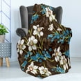 thumbnail image 4 of Brown and Blue Soft Flannel Fleece Throw Blanket, Daffodils Cornflowers Pattern Nature Inspired Floral Bouquet Design, Cozy Plush for Indoor and Outdoor Use, 60" x 80", Brown Blue Green, by Ambesonne, 4 of 5