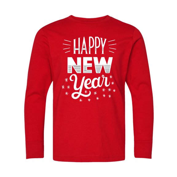 Inktastic Happy New Year in Hand Lettering Long Sleeve Youth T-Shirt