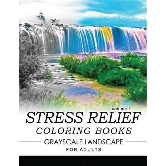 Stress Relief Coloring Books Grayscale Landscape for Adults Volume 2
