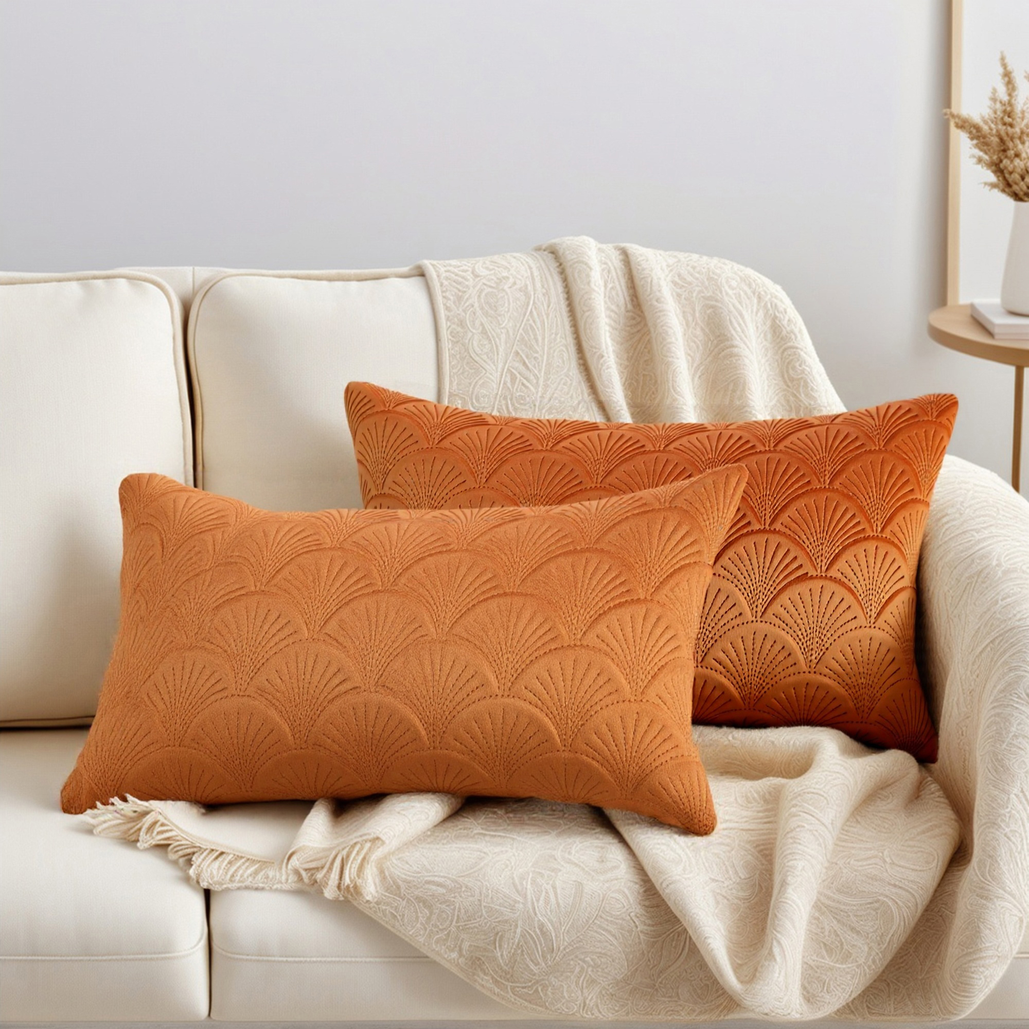Unique Bargains Pack of 2 Velvet Solid Throw Pillow Covers 20" x 12" Orange