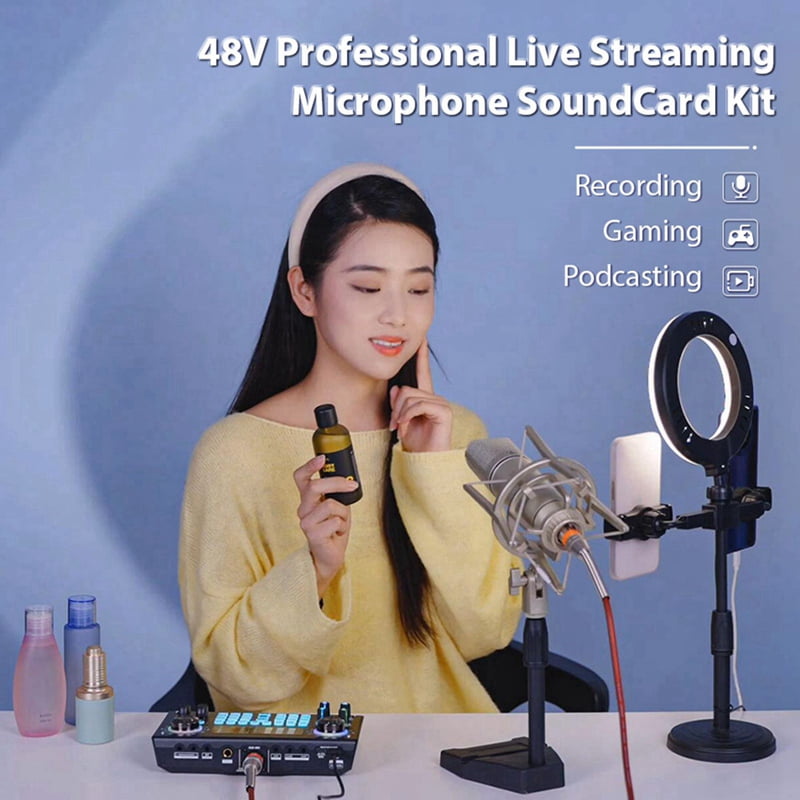 Professional Podcast Live Sound Card DJ Mixer Audio Mixer Equipment for PC Recording Singing Streaming Gaming