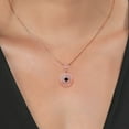 thumbnail image 3 of Gem Stone King 0.28 Cttw Round Black Diamond White Diamond Rose Plated Pendant with Chain, 3 of 4