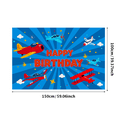 thumbnail image 2 of Blue Background with Airplane Elements Happy Birthday Banner Party Decoration Photography Props Backdrop for Birthday Party Kids Celebration Airplane Themed Event, 2 of 7
