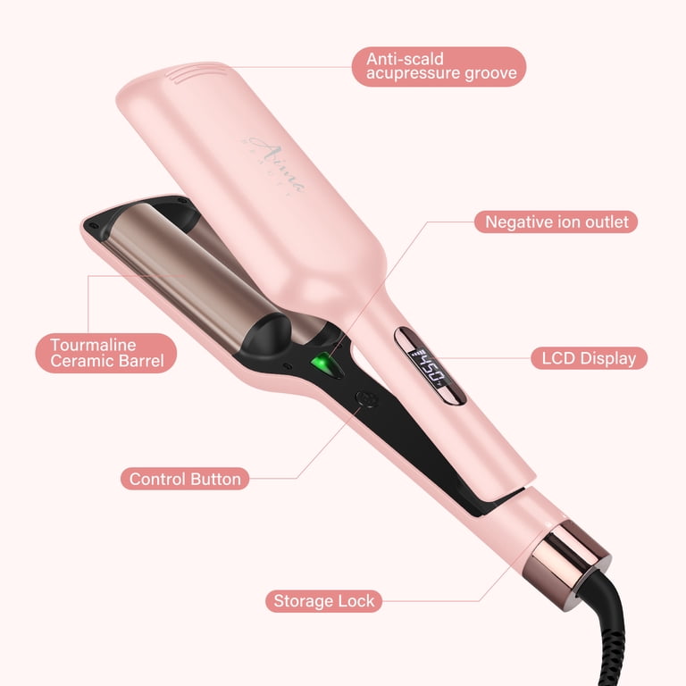 Aima Beauty 1.25-Inch Twin Barrel Hair Crimper, Pink photo 5