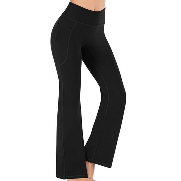 Gupgi Women Flare Yoga Pants Solid Color Stretch High Waist Pants Sport Running Trousers with Pockets
