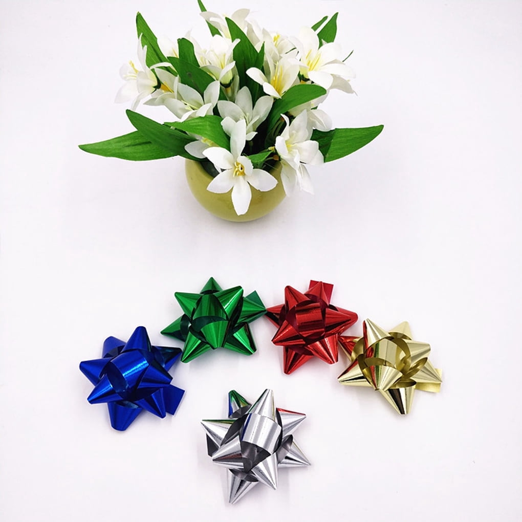 3 Inch Gift Bow Holiday Set (100 Bows: Red, Gold, Green, Silver, Blue) for Christmas, Halloween, Birthdays, Gifts