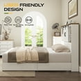 thumbnail image 6 of VanAcc King Size Bed Frame, Wooden Platform Storage Bed with 51.2" Bookcase Headboard(White), 6 of 8