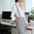 thumbnail image 6 of RYRJJ Suspender Overalls for Women Sleeveless Straight Wide Leg Dressy Jumpsuit Business Casual Work Pants Slacks with Pockets, 6 of 9