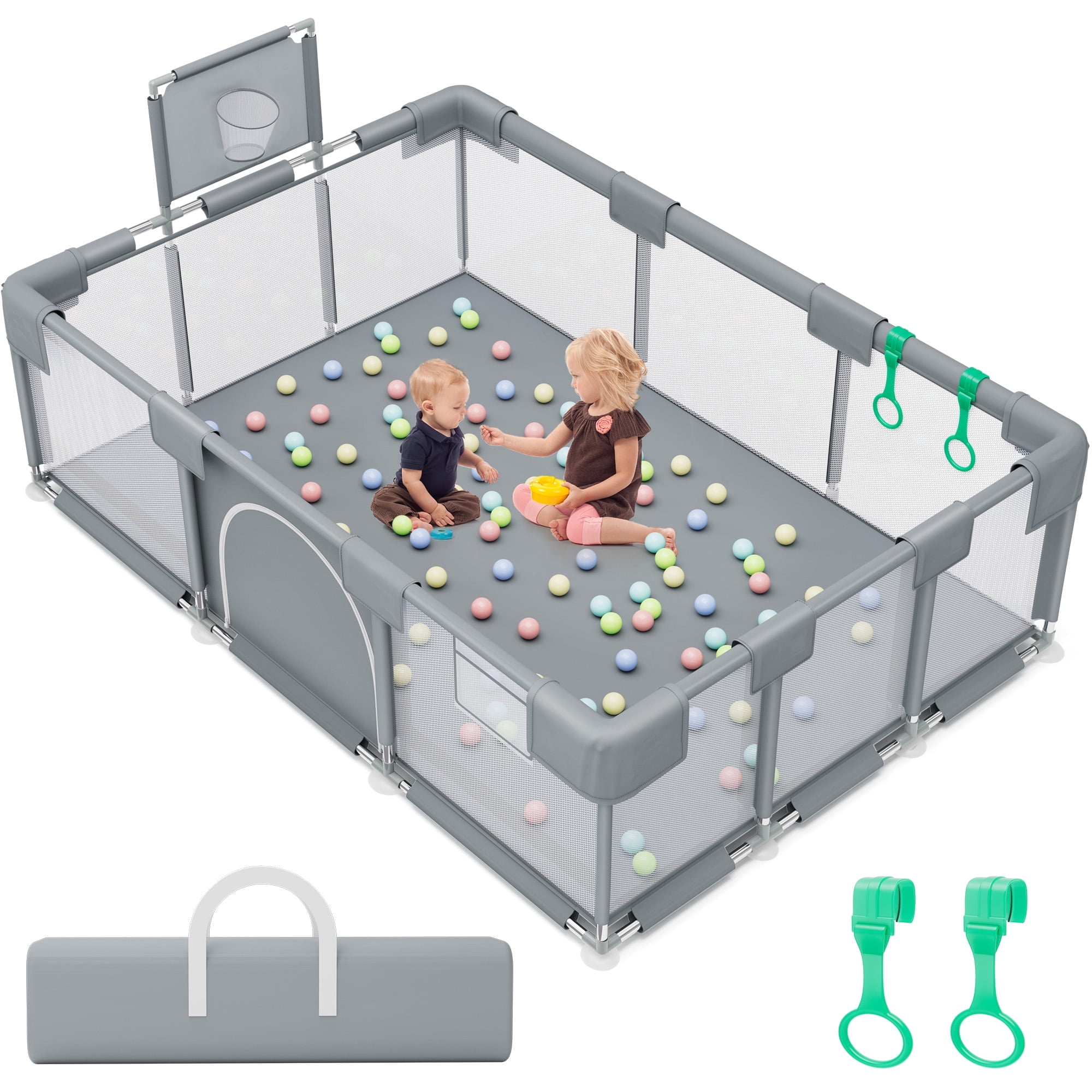 babyeap Baby Playpen,Random Style Extra Large Baby Playard,Playpen for Babies and Toddlers,Children Kids Play Fence for Indoors Outdoors,Gray