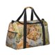 thumbnail image 2 of Fotbe Girl Hugging Dog Flowers Bolsa de Viaje con Estampado, Bolsa de Fin de Semana para Mujer con Compartimento para Zapatos, Bolsa de Gimnasio con Bolsillo Húmedo, 2 of 7