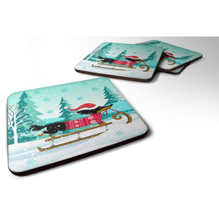 Merry Christmas Coaster - Caroline's Treasures Merry Christmas Dachshund Foam Coaster Set of 4