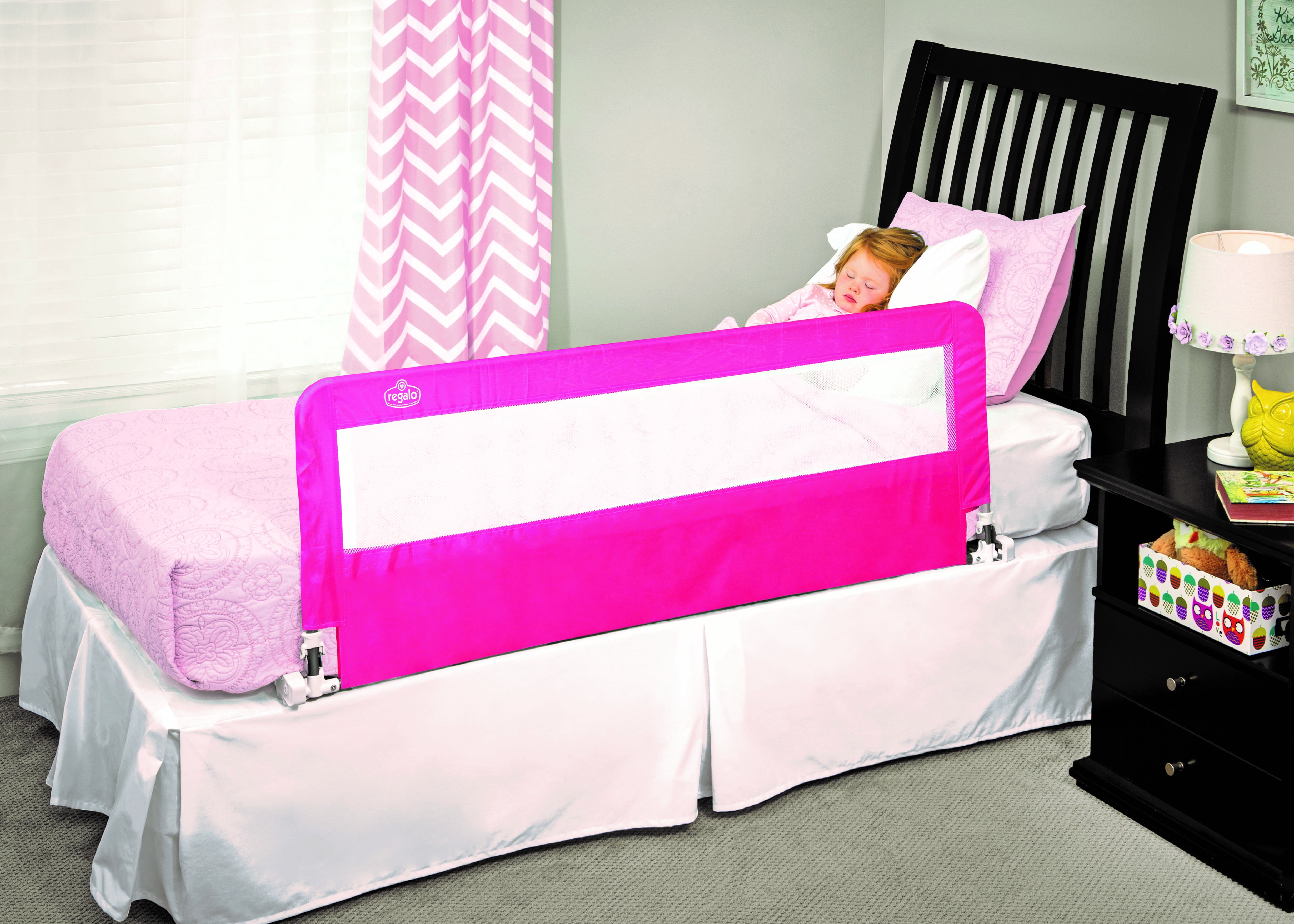 Photo 1 of Regalo Hideaway 54-Inch Extra Long Bed Rail Guard, with Reinforced Anchor Safety System, Pink