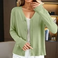 thumbnail image 2 of Uqiangy Open Front Knitted Sweater Fall Coats For Women 2025 Short Cardigans For Women Fluffy Knit Open Front Cardigan Sweater Short Sleeve Button Up Sweater Mint Green M, 2 of 9