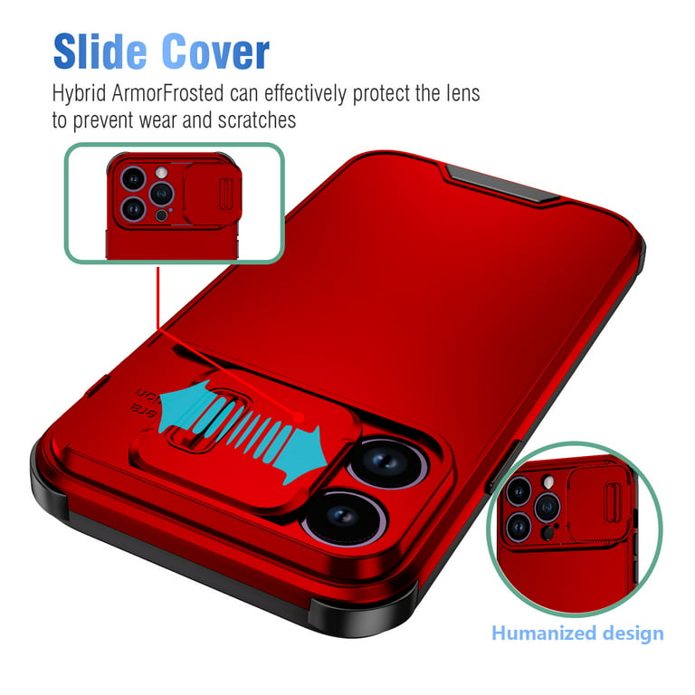 Feishell Case Fit for Apple iPhone 13 Pro Max,Drop Protection Camera Lens  Sliding Protection Dual-layered Flexible TPU + Hard PC Scratch Resistant