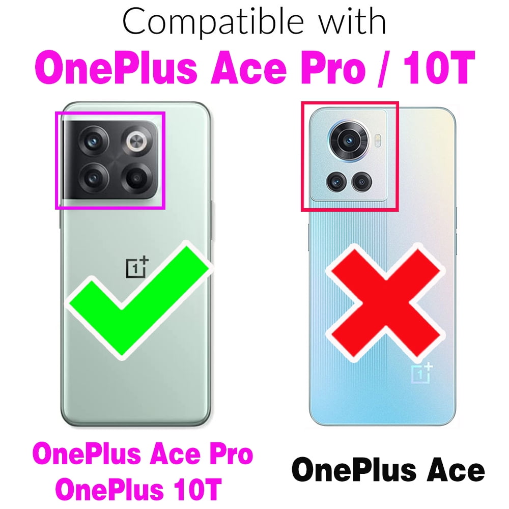 Phone Case for OnePlus 10T 5G/One Plus Ace Pro Zipper Wallet Detachable Cell Cover with Tempered Glass Screen Protector Crossbody Lanyard Strap Bling Glitter Flip Card Holder Slot 1+10T AcePro Black