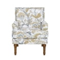thumbnail image 2 of Silla de acento, Sillón floral, Decoración de cabeza de uñas, Rojo y blanco, Patas de madera maciza, Muebles de granja, 2 of 5
