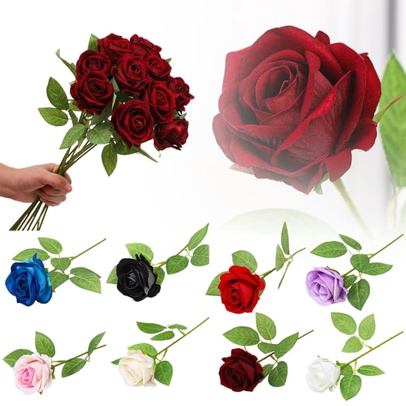 Single Artificial Rose, 16 Inches (Approx. 40.6 Cm), Realistic-Feeling Flower, Highly Lifelike, A Romantic Gift for Wedding Anniversaries, Suitable for Elegant Home Décor, Burgundy