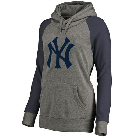 - New York Yankees Women's Primary Logo Raglan Sleeve Tri-Blend Pullover Hoodie - Ash
