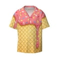 thumbnail image 3 of Goofa Pink Ice Cream Printed Men's Casual Short-sleeved Shirt,Lightweight Breathable Button-down,Summer Casual men's top,Versatile Fashion shirt-Small, 3 of 7