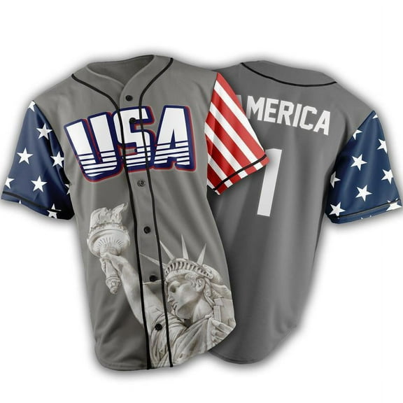GREY AMERICA #1 BASEBALL JERSEY