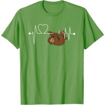 Funny Sloth Heart Heartbeat Sloths Lover Gift Unisex T-Shirt for Men Women Kids Toddler,Lime Color,Size YS