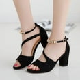 thumbnail image 2 of Women's Open Toe Ankle Strap Block Chunky Low Heeled Sandal Comfortable Office Dress Shoes, 2 of 4