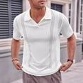 thumbnail image 6 of Men's Knitted Solid Color Short Sleeve Textured Casual Golf Shirt Summer Stretch Slim Lapel T-Shirt, 6 of 6