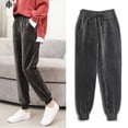 thumbnail image 1 of Pantalones deportivos gruesos de terciopelo de otoño e invierno para mujer de terciopelo dorado, 1 of 2