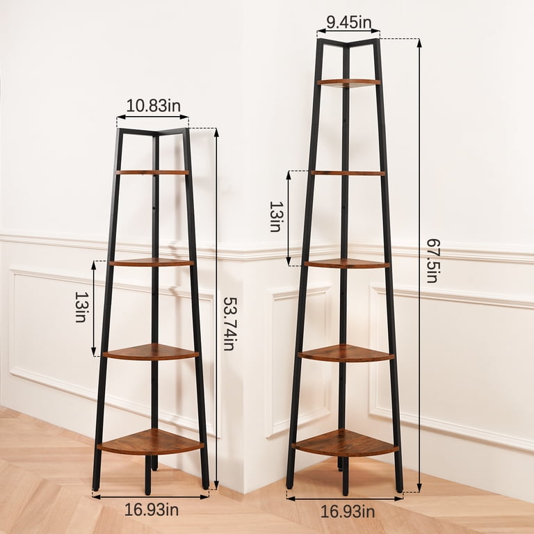 Yoobure 5 Tier Ladder Corner Bookcase, Brown photo 8