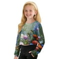 thumbnail image 5 of Xoenoiee Hummingbird Butterfly Flower Print Kids Crop Tops Long Sleeve Sweatshirt Casual Round Neck T-Shirt Trendy Loose Sports Pullover for Girls, 11-12 Years, 5 of 7