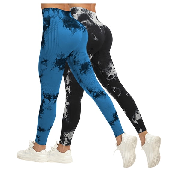 felwors Scrunch Lift Leggings for Women Tie High Waist Seamless Workout Yoga Pants Ruched Booty Compression Tights (Blue, S)