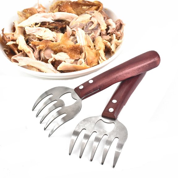 Soimiss BBQ Meat Forks Shredder Fork Wood Meat Carving Restaurant Service 2Pcs