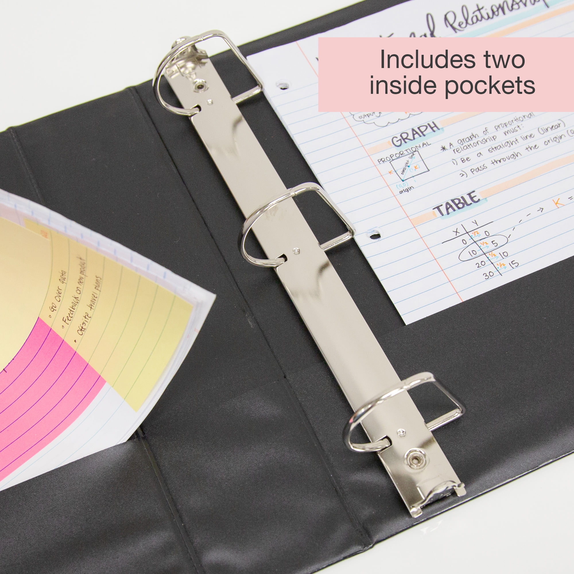 BAZIC 3 Ring Binder 3" View Binders Slant D Ring Black, Hold 600 Sheets, 1-Count
