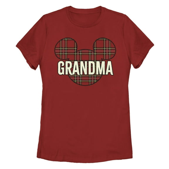 Women's Mickey & Friends Grandma Plaid Logo Graphic T-Shirt