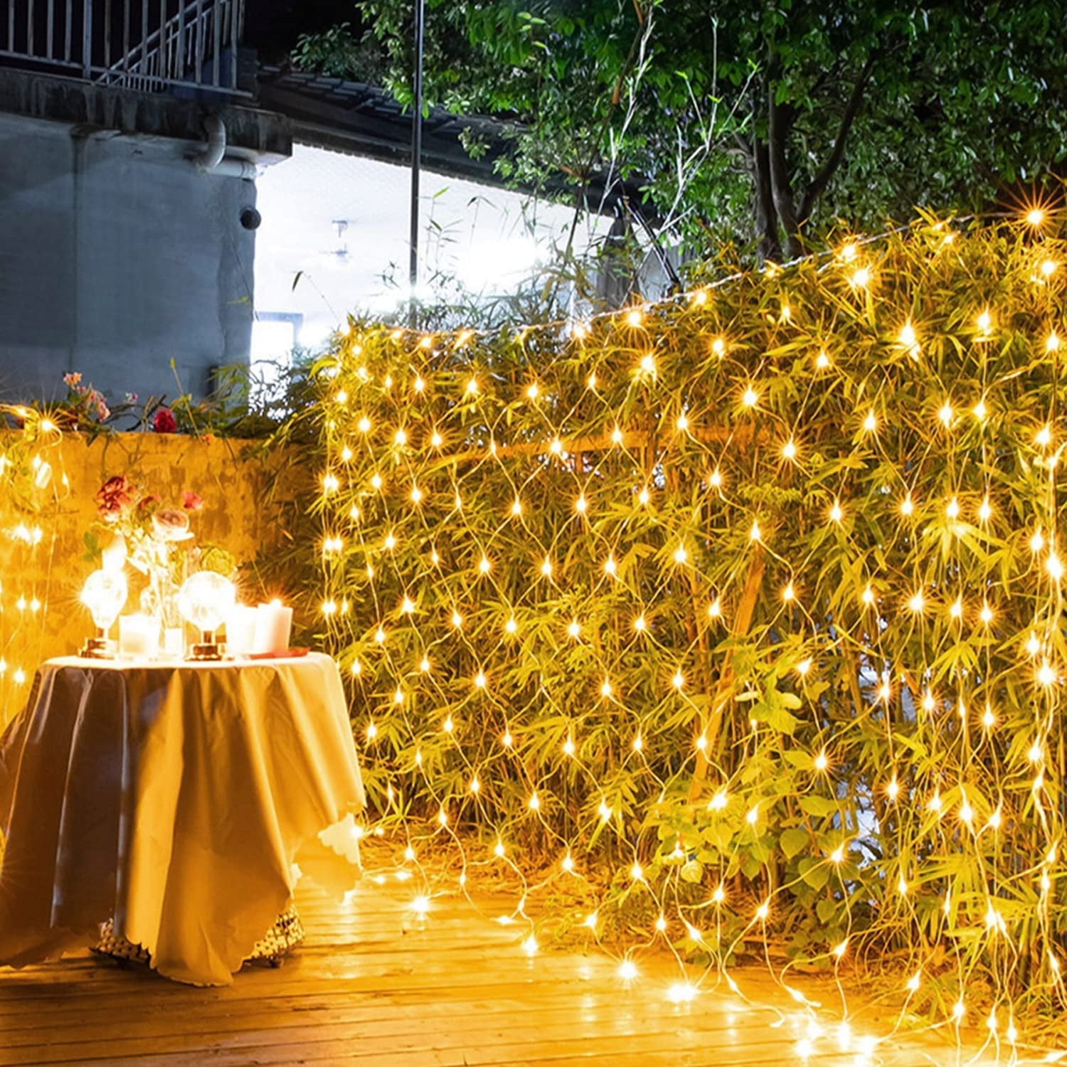 200 LED Warm White Net Lights, 9.8x 6.6 ft Connectable Christmas Outdoor String Mesh Lights with 8 Lighting Modes, Waterproof Fairy Lights Plug in for Xmas Tree Holiday Party Garden Decoration