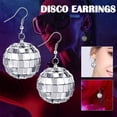 thumbnail image 4 of Shiny Disco Ball Dangle Earring Jewelry Retro Round Drop Silver Earring/ I7D0, 4 of 9
