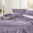 thumbnail image 4 of Full Comforter Set - 4 Pieces Pinch Pleat Bed Set, Purple Boho Bedding for All Season, 1 Soft Comforter, 2 Pillowcases, 1 Decorative Pillow, 4 of 7