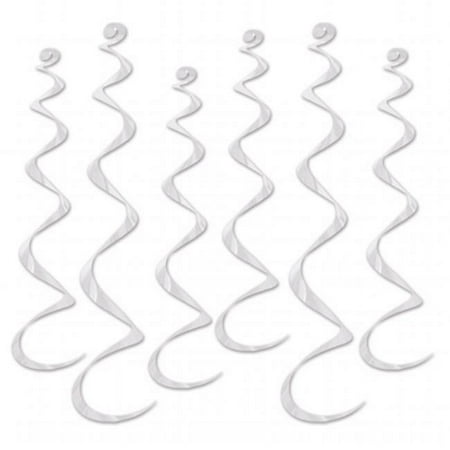 White School Colors Twirly Whirlies Hangers Party Decoration 6 Pack