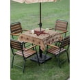 thumbnail image 3 of Outdoor Tablecloth with Umbrella Hole and Zipper, Texas Star Vintage Square Table Cloth 60x60 Inch Waterproof Tablecloth, Brown Checkered Berry Farmhouse Picnic Table Cover for Patio Camping, 3 of 7
