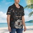 thumbnail image 3 of Bingfone Men's Short Sleeve Button Down Shirts Hawaiian Midnight Butterfly Floral Dream Printed Beach Shirt, 3 of 7