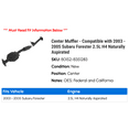 thumbnail image 2 of Center Muffler - Compatible with 2003 - 2005 Subaru Forester 2.5L H4 Naturally Aspirated 2004, 2 of 2